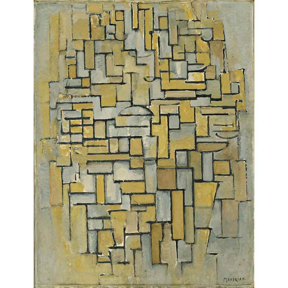 カラーブラウンとグレーの構成 【15号】 ピート・モンドリアン 【 額縁