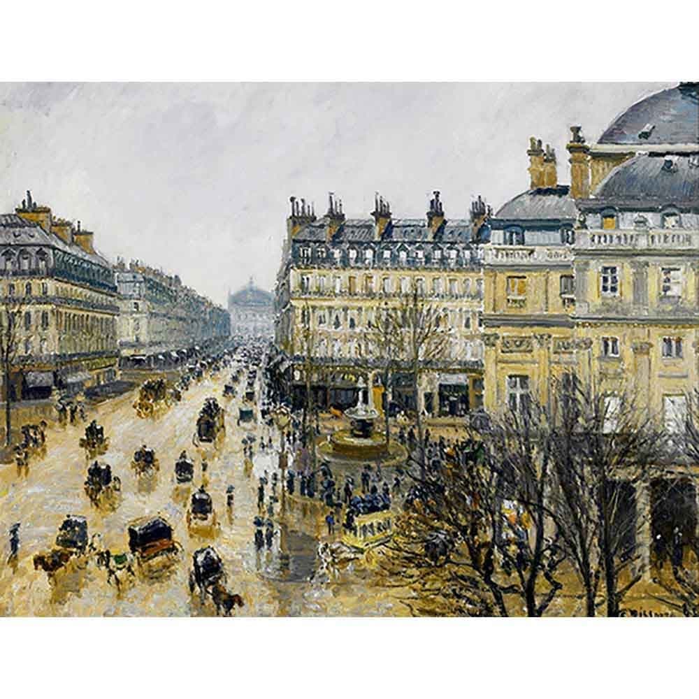 オペラ通り、雨の効果 【15号】 カミーユ・ピサロ 【 額縁が選べる 額入り 複製画 絵画 】