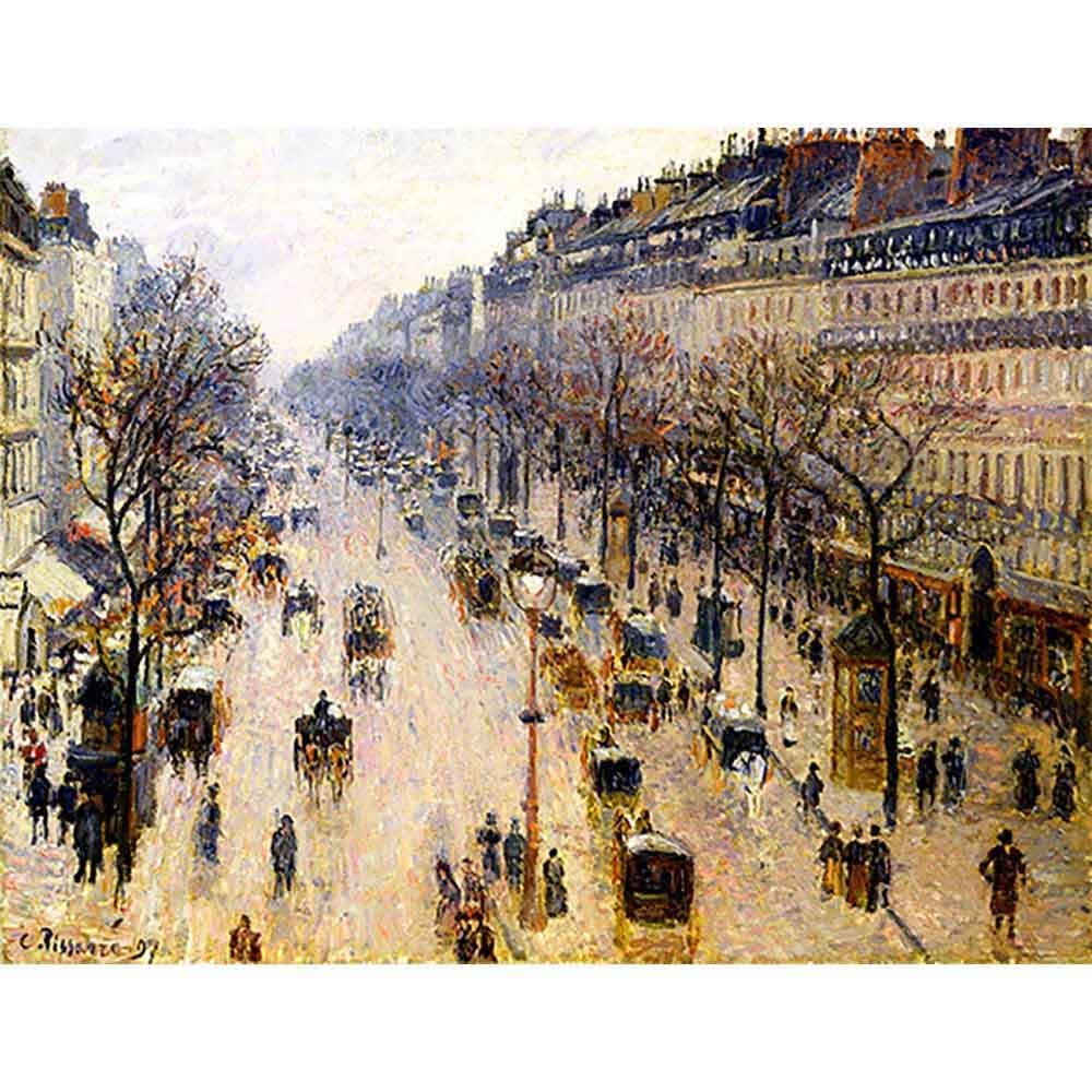 冬の朝のモンマルトル大通り 【15号】 カミーユ・ピサロ 【 額縁が選べる 額入り 複製画 絵画 】