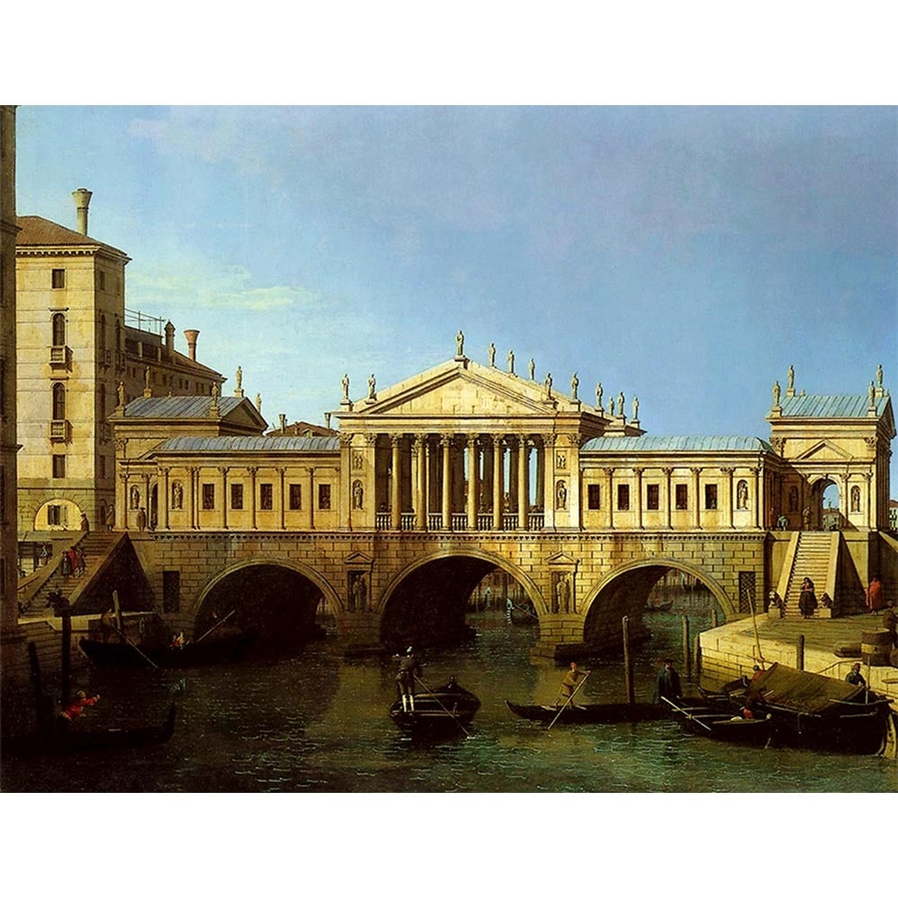 リアルト橋の奇妙な考え 【15号】 カナレット 【 額縁が選べる 額入り 複製画 絵画 】