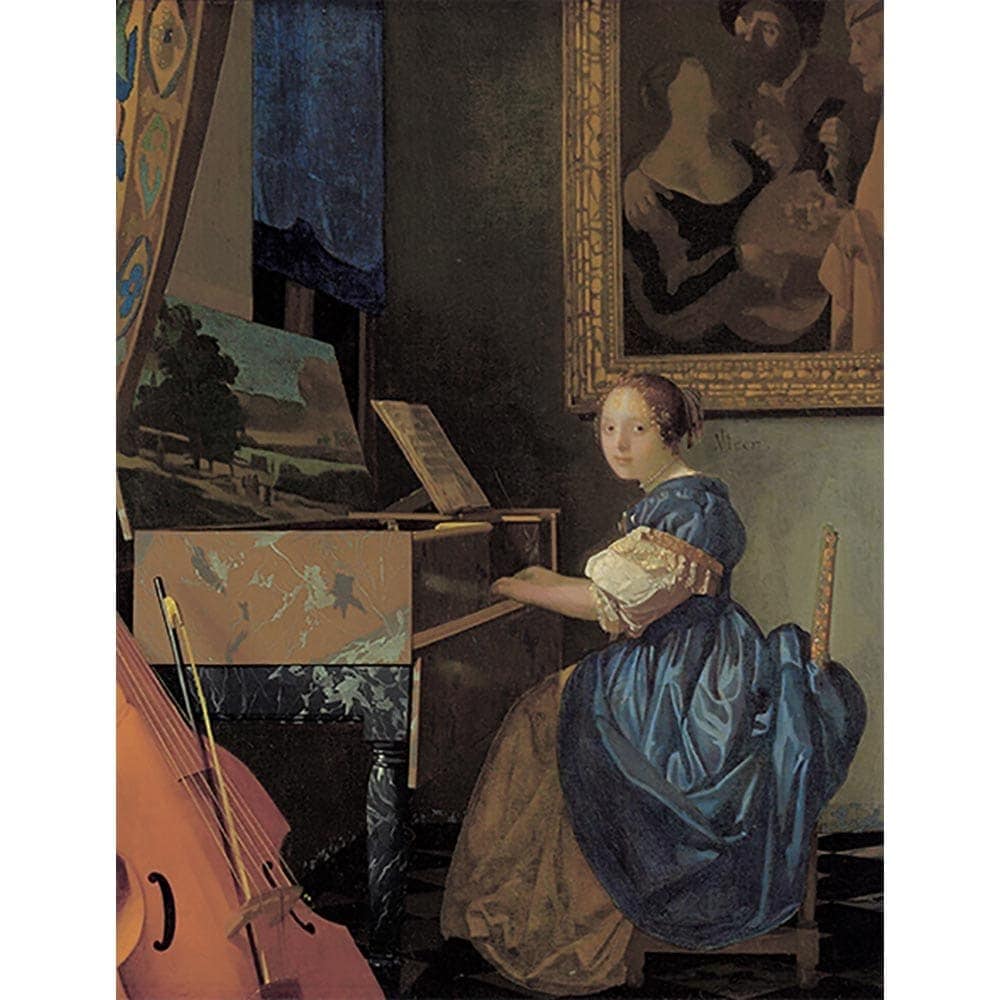 ヴァージナルの前に座る女 【15号】 ヨハネス・フェルメール 【 額縁が選べる 額入り 複製画 絵画 】