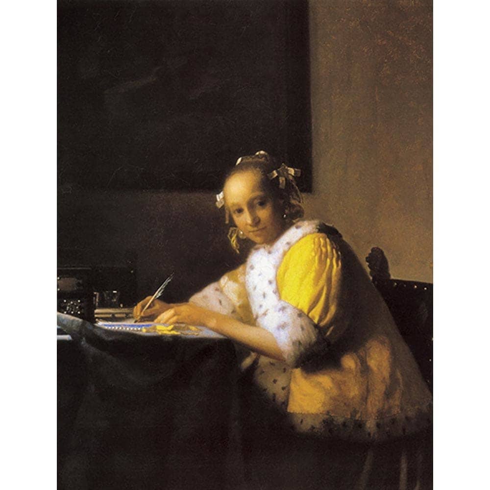 ヨハネス・フェルメール、「天秤を持つ女」、希少な画集の額装画