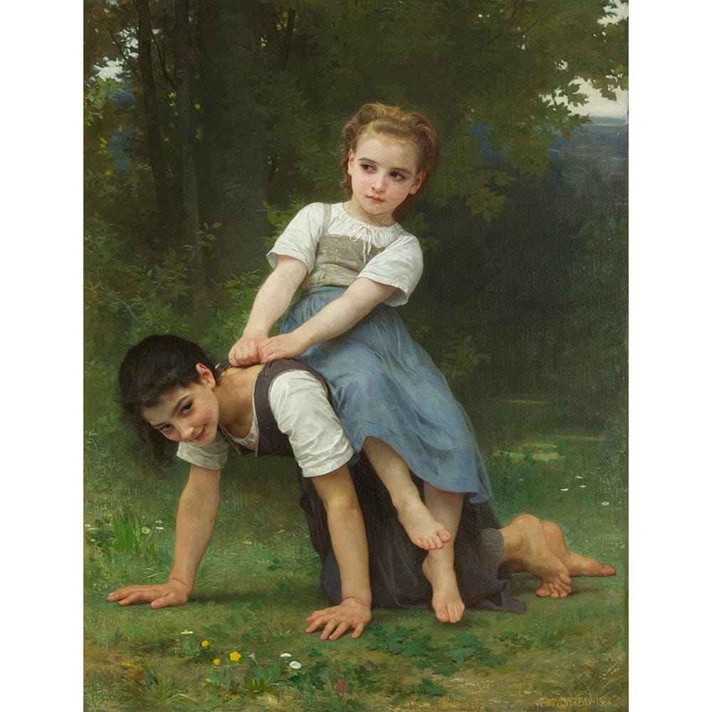 お馬さんごっこ 【15号】 ウィリアム・アドルフ・ブグロー 【 額縁が選べる 額入り 複製画 絵画 】