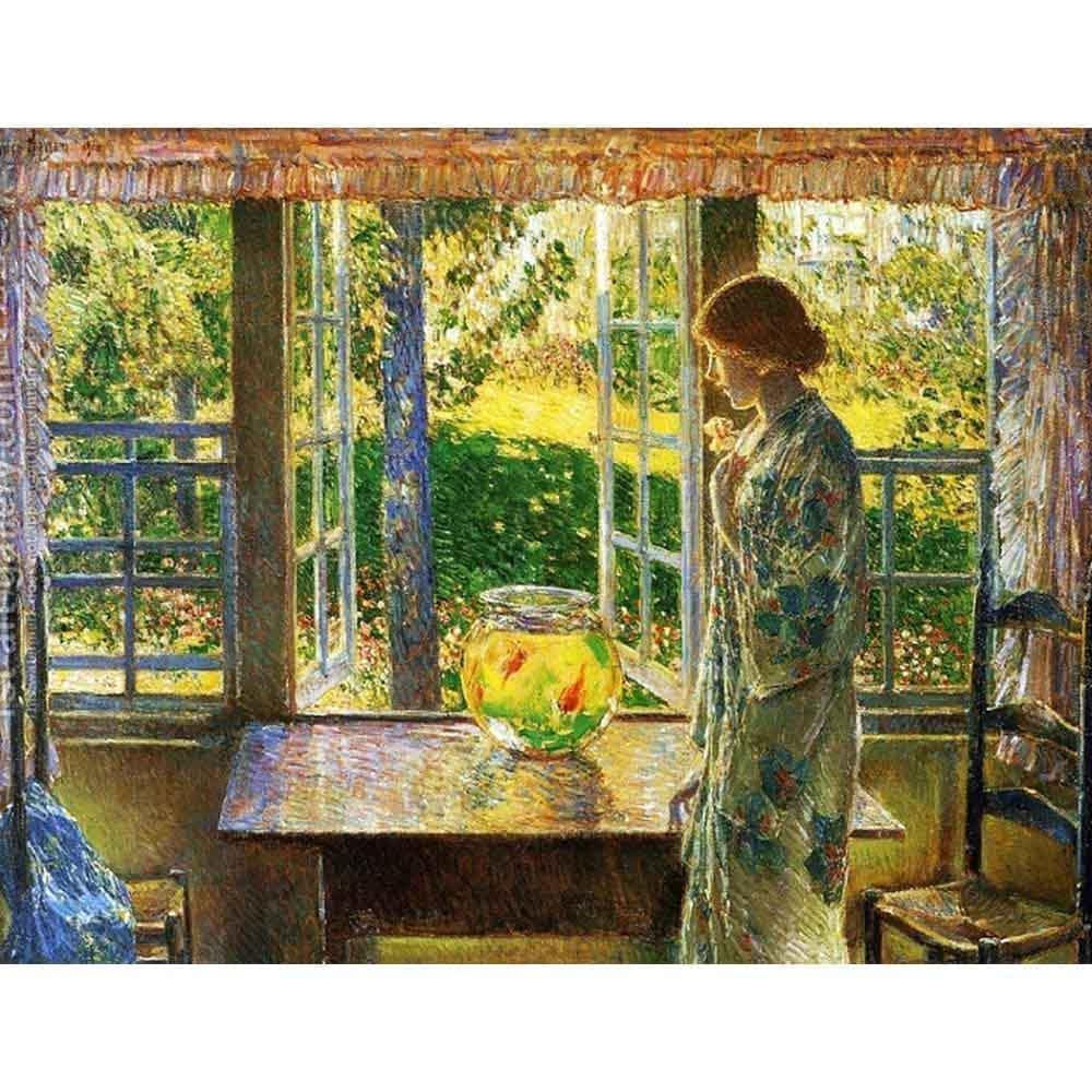 The Goldfish Window 【20号】 チャイルド・ハッサム 【 額縁が選べる 額入り 複製画 絵画 】