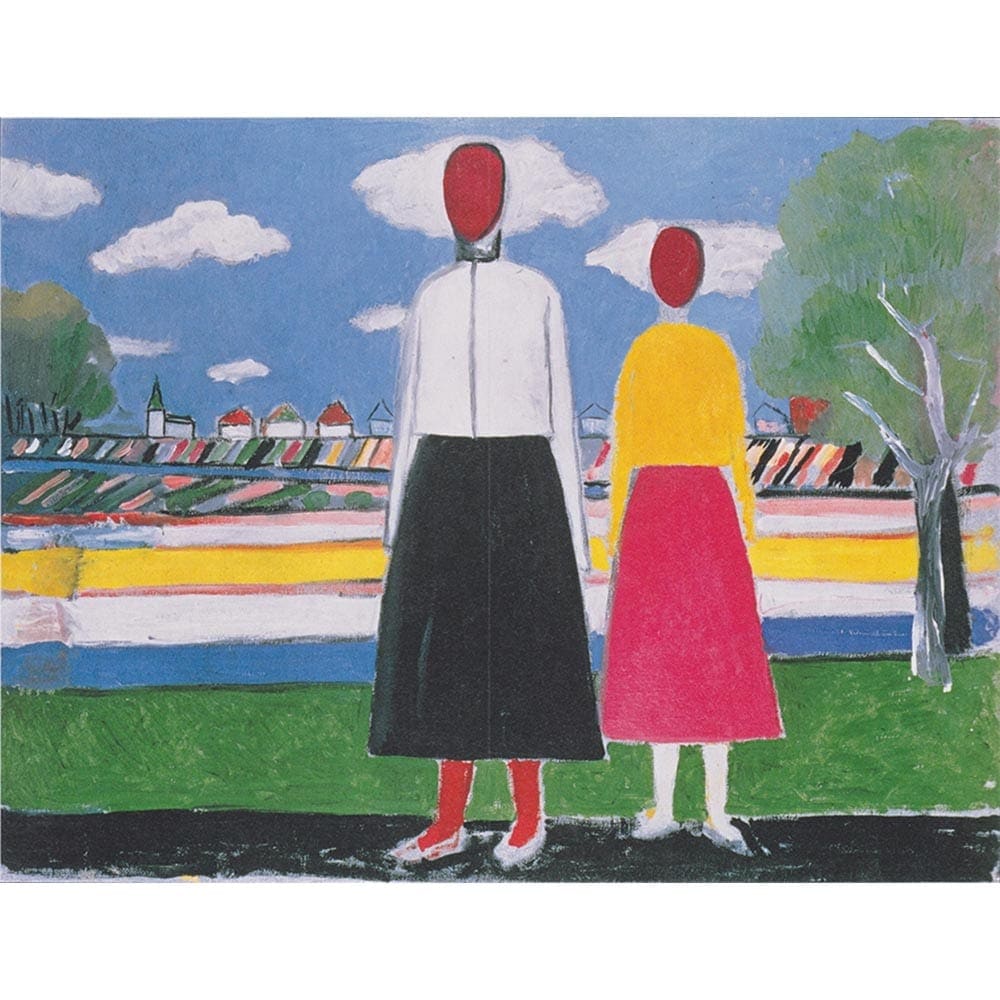 風景の中の2人の女性 【20号】 カジミール・マレーヴィチ 【 額縁が選べる 額入り 複製画 絵画 】