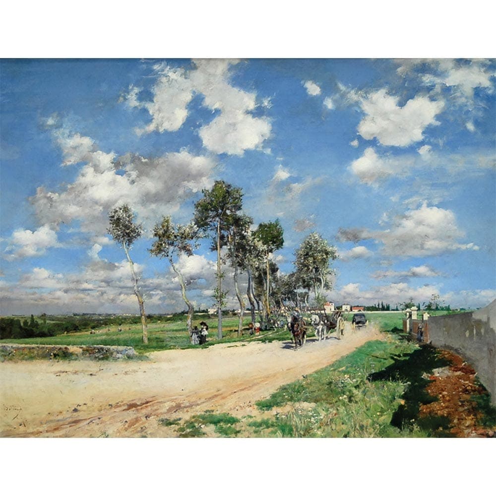 コンブ・ラ・ヴィルの大通り 【20号】 ジョバンニ・ボルディーニ 【 額縁が選べる 額入り 複製画 絵画 】