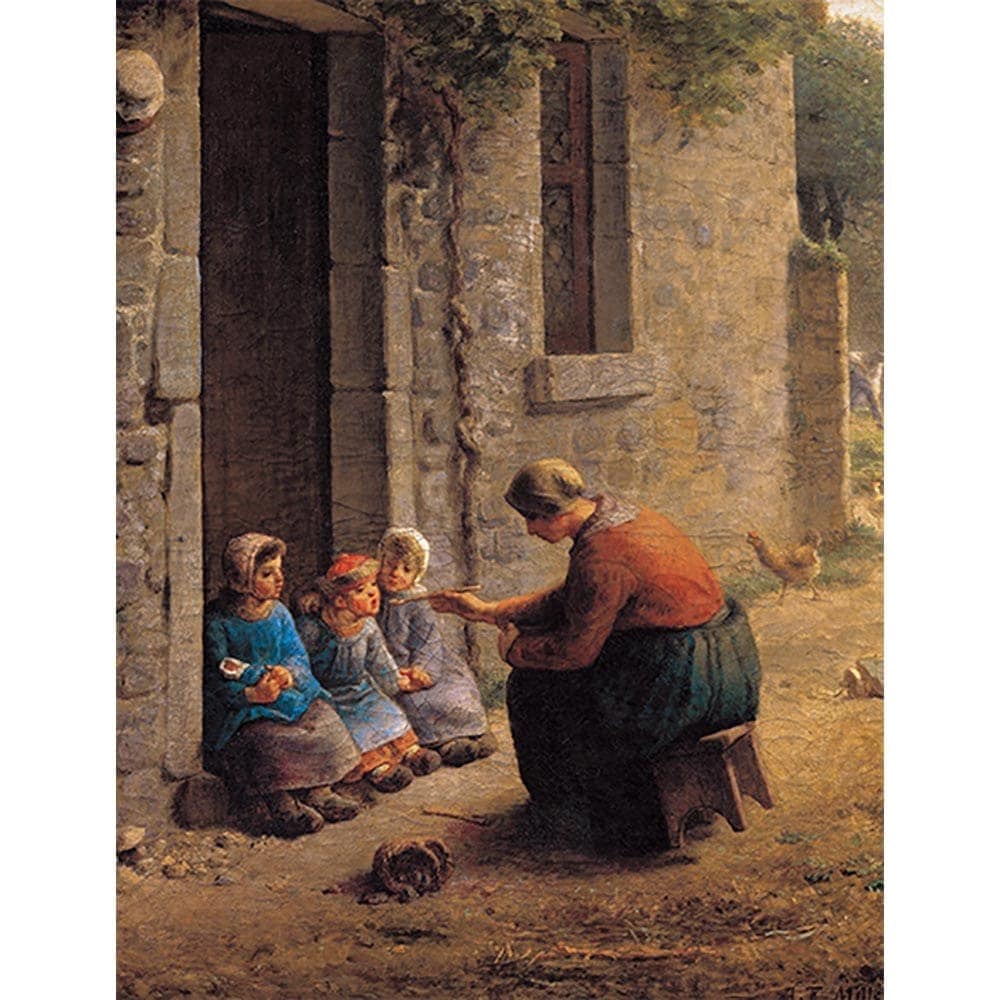 子供たちに食事を与える女性 【20号】 ジャン＝フランソワ・ミレー 【 額縁が選べる 額入り 複製画 絵画 】