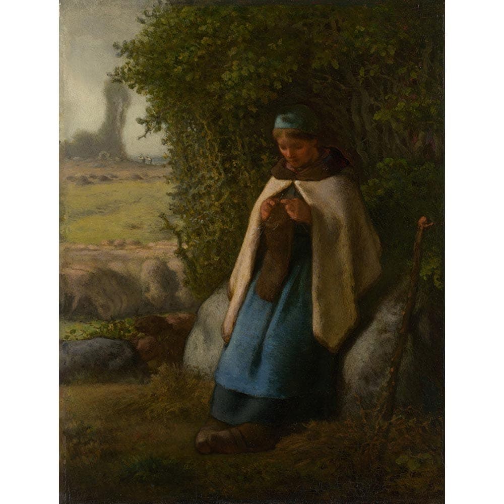 木陰に座る羊飼いの娘 【20号】 ジャン＝フランソワ・ミレー 【 額縁が選べる 額入り 複製画 絵画 】