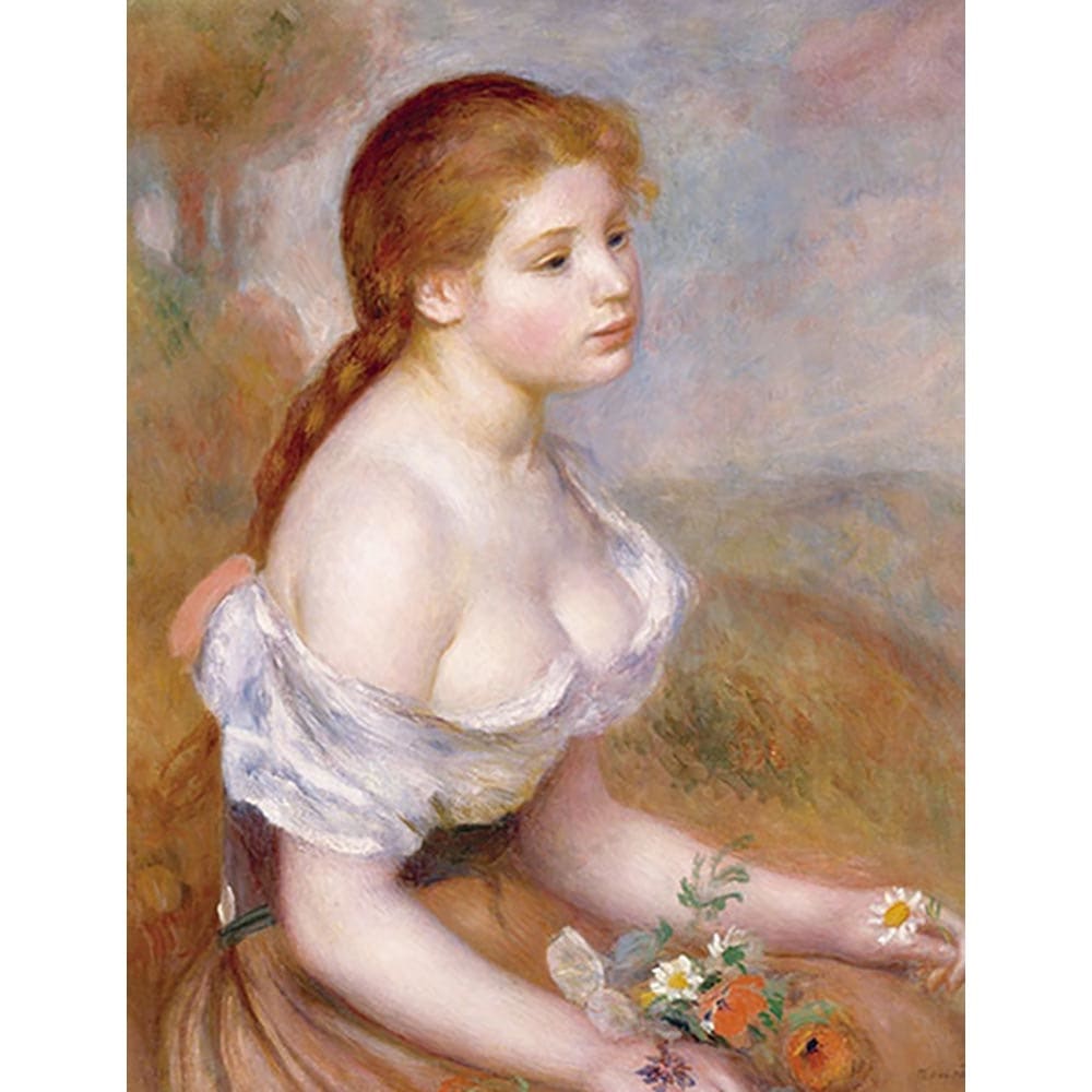 雛菊を持った若い娘 【20号】 ピエール＝オーギュスト・ルノワール 【 額縁が選べる 額入り 複製画 絵画 】