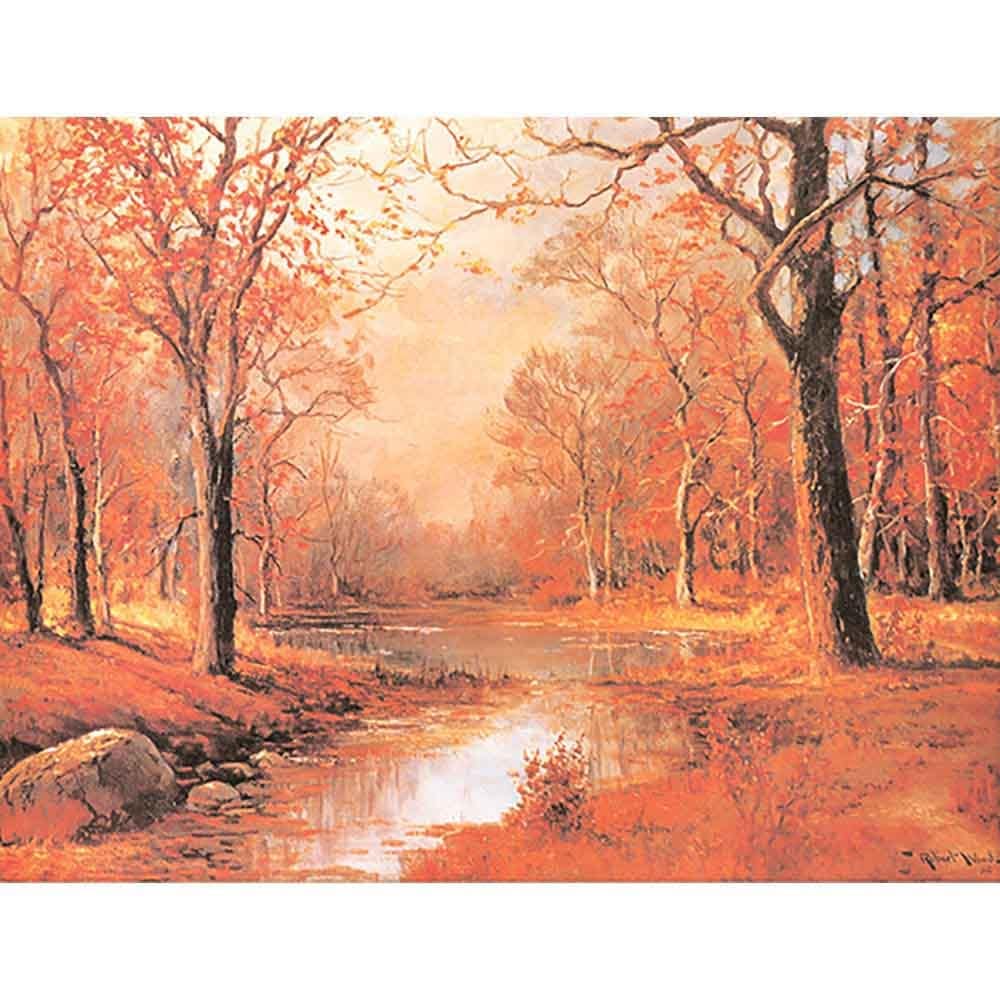 絵画　額装　油彩風複製画　ロバート・ウッド『10月の朝』さし箱有り 10月の朝 【20号】 ロバート・ウッド 【 額縁が選べる 額入り