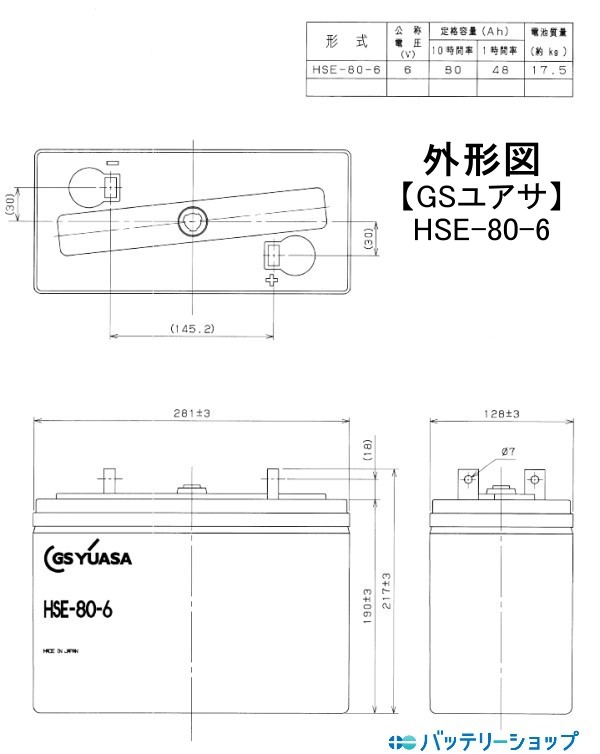 GSユアサ】 HSE-80-6 制御弁式据置鉛蓄電池 6V 80Ah | HSEシリーズ,HSE