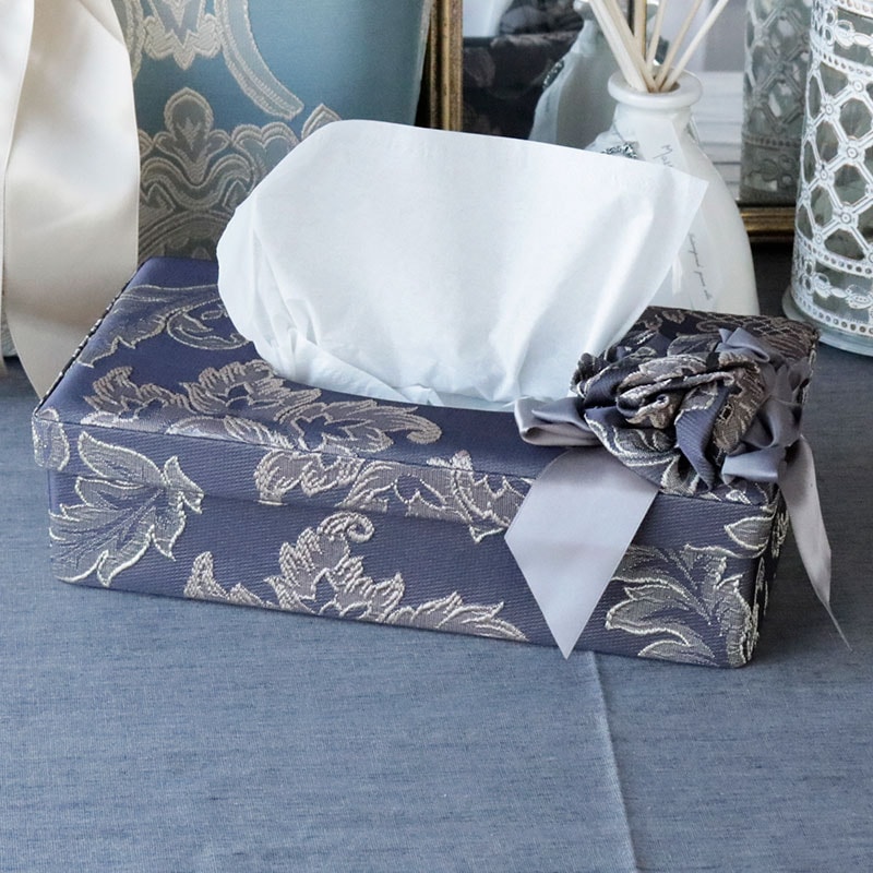 アクアフラワー ティッシュケース クラシックグレー/グリーン/ホワイト/クラシックブルー