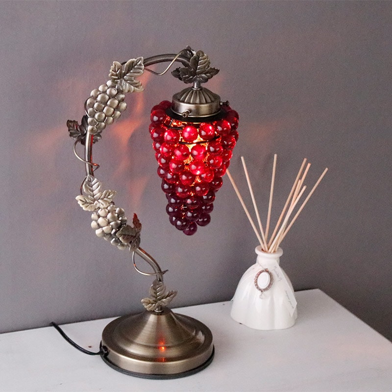 テーブルランプ 調光 タッチランプ 葡萄 花柄 グリーン/レッド/パープル
