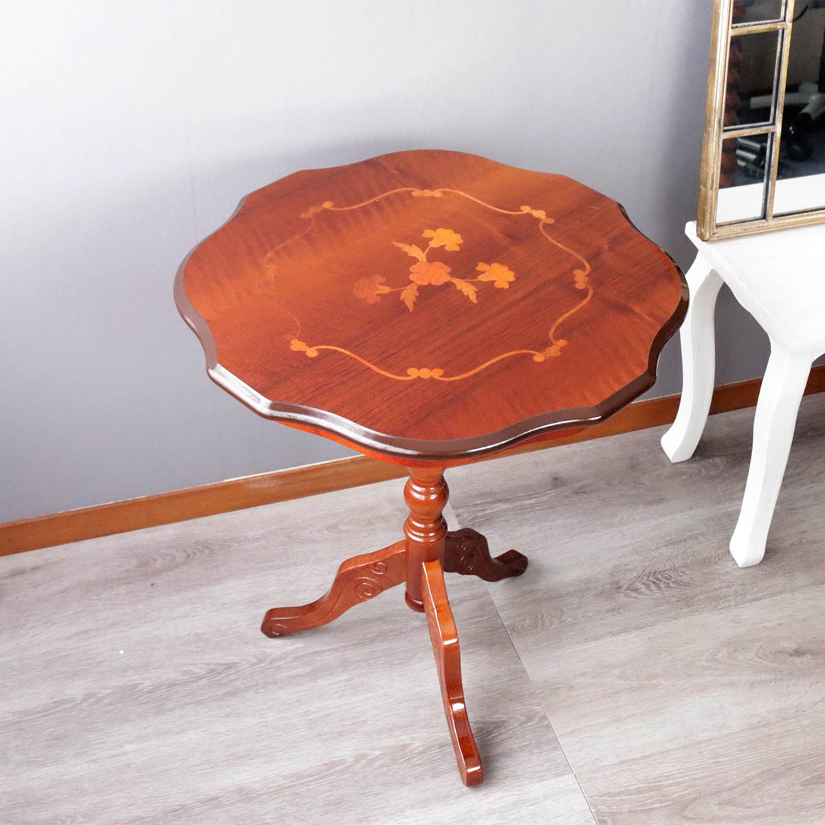 木製 ティーテーブル 丸テーブル 象嵌 イタリア家具