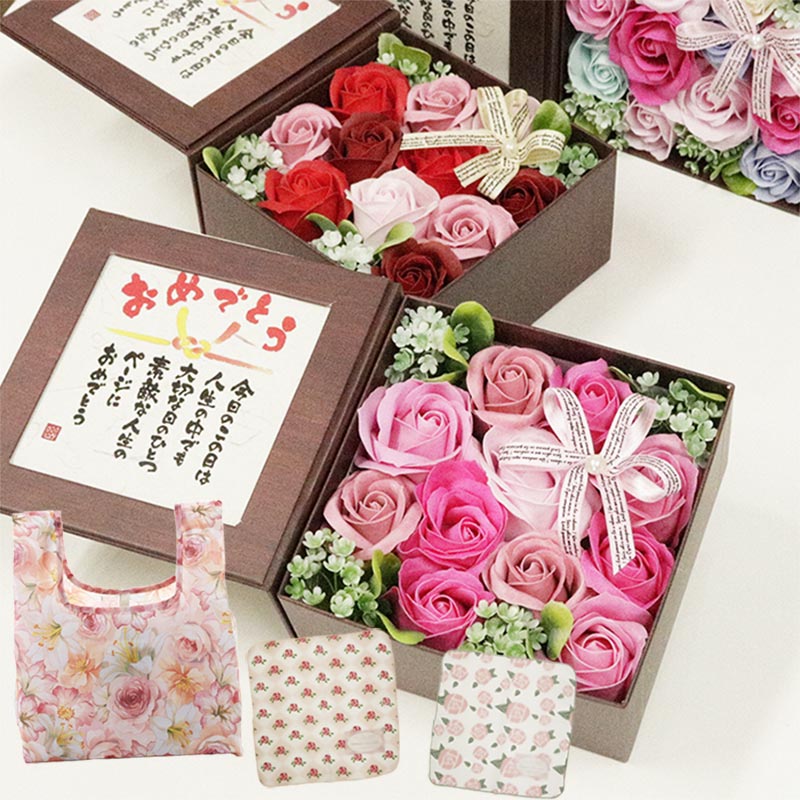 ギフトセット ソープフラワー エコバッグ ハンカチ