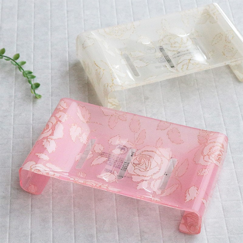 スウィートローズ ソープディッシュ アクリル 花柄 ピンク/ベージュ