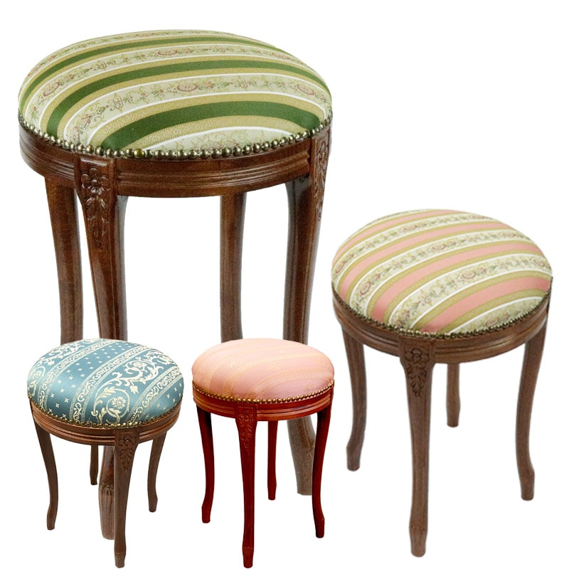 イタリア製 ラウンドスツール 腰かけ ピンク/グリーン/ストライプ