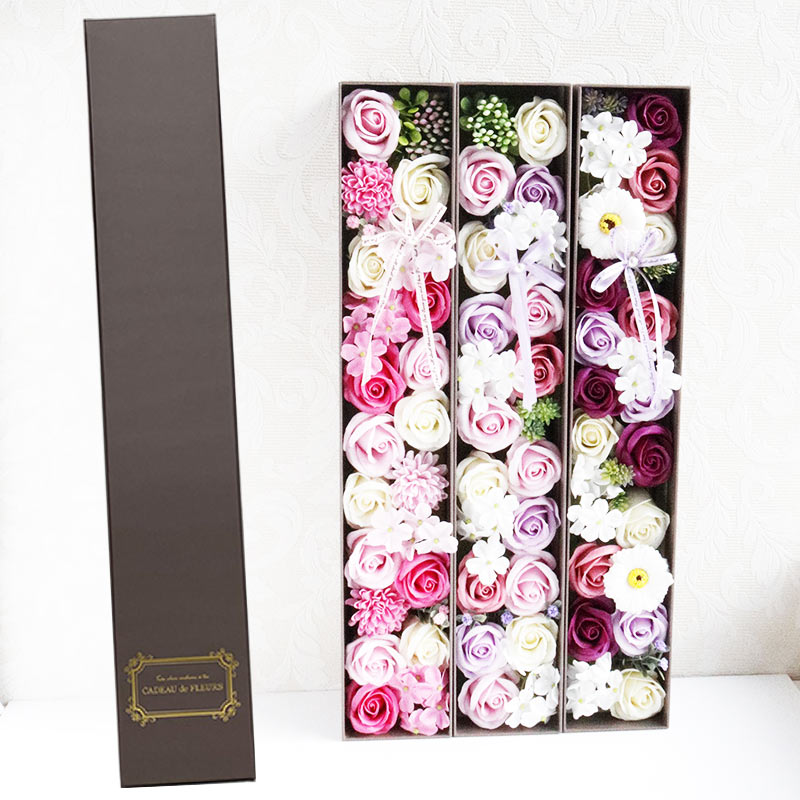 ソープフラワー 入浴剤 スマートボックスフラワー ピンク/ミックス/パープル