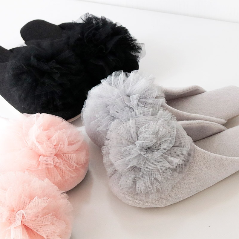 ふわふわチュチュスリッパ グレー/ピンク/ブラック