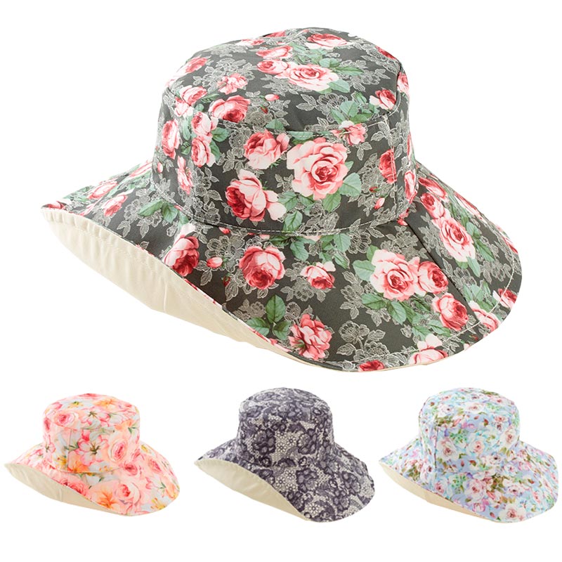 帽子 レディース おしゃれ リバーシブルハット 花柄