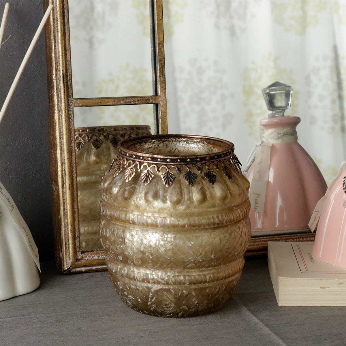 Mathilde M/マチルドエム キャンドルホルダー ガラス アンティーク調