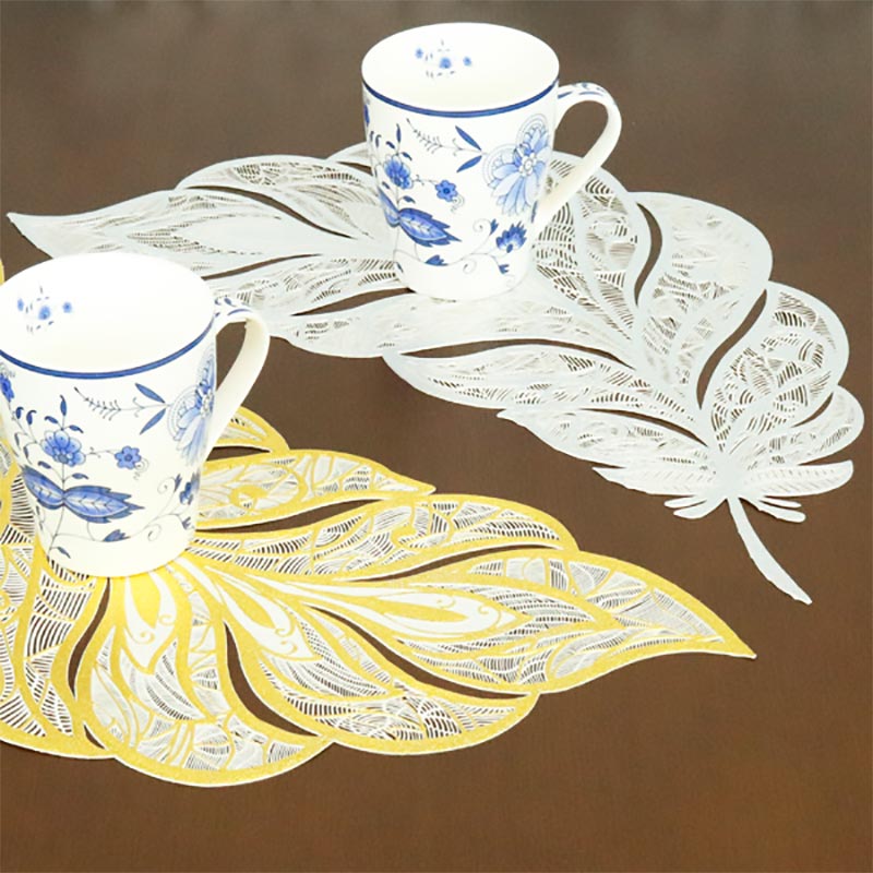 ビニール ランチョンマット 2枚セット 羽型 ゴールド/シルバー