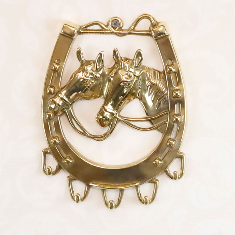 真鍮 キーフック 壁掛け 5連 馬 ゴールド 84402 イタリア製