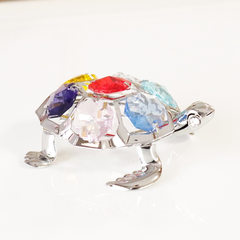 ボヘミア クリスタル ウミガメ 置物 シルバー 1695