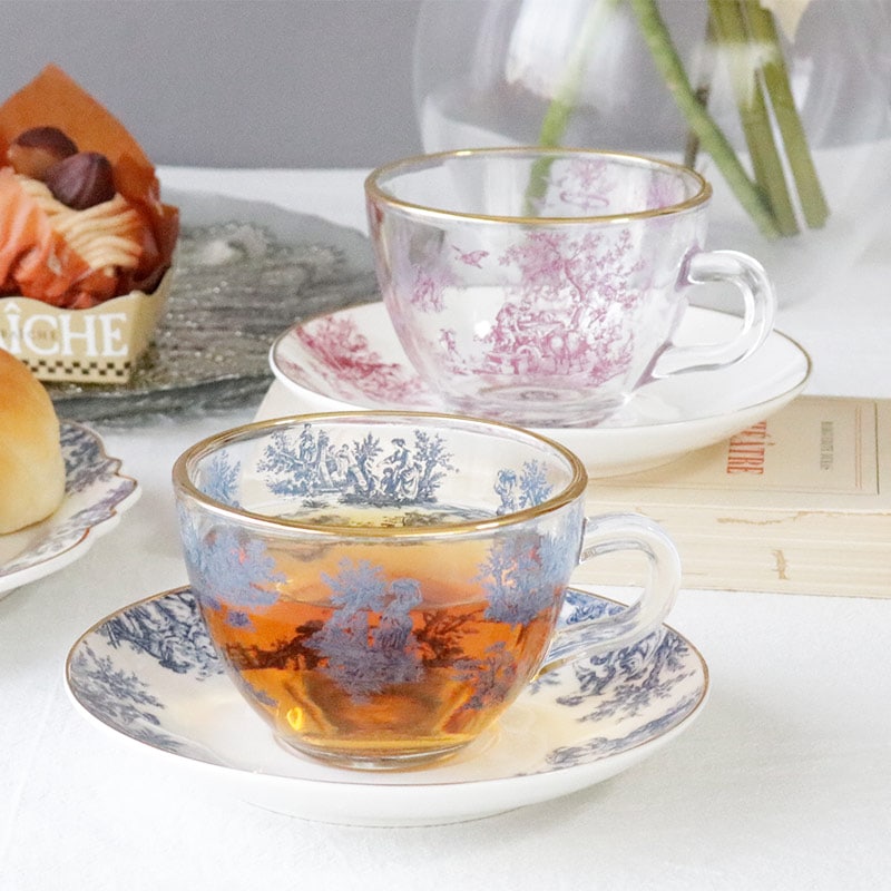 Toile Jouy / トワルドジュイ カップ&ソーサー ボルドー/ブルー