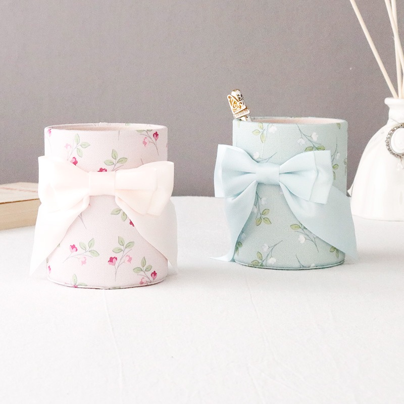 ペン立て かわいい 小物入れ おしゃれ 花柄 ピンク ブルー ポムドゥース