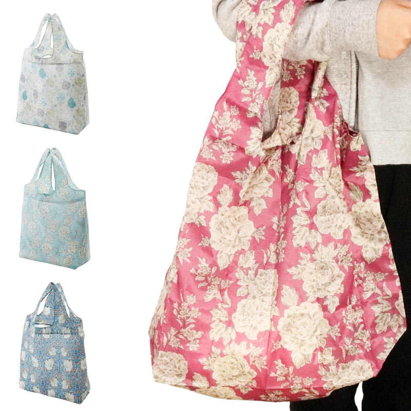 マチ付き エコバッグ 折りたたみ おしゃれ ショッピング カバン 花柄 かわいい