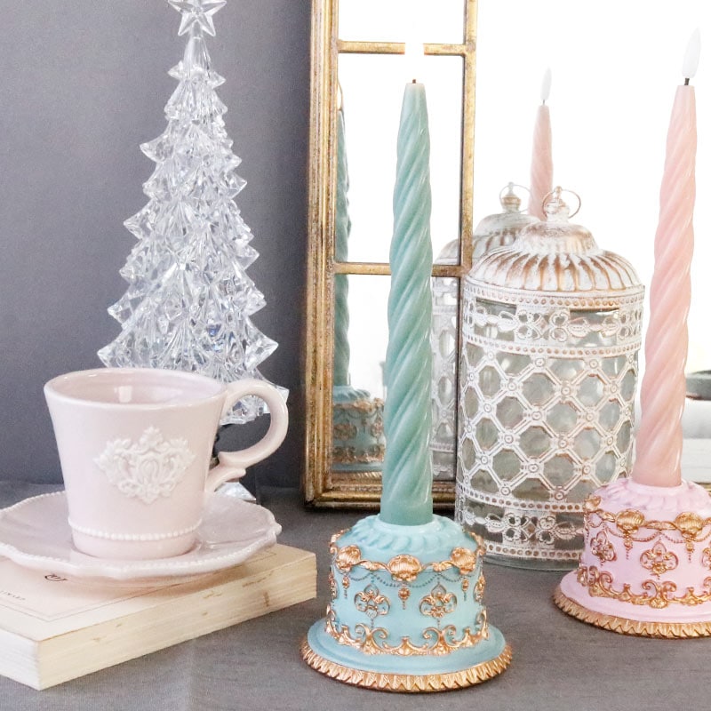 LED スウィール テーパーキャンドル＆ケーキキャンドルホルダーセット