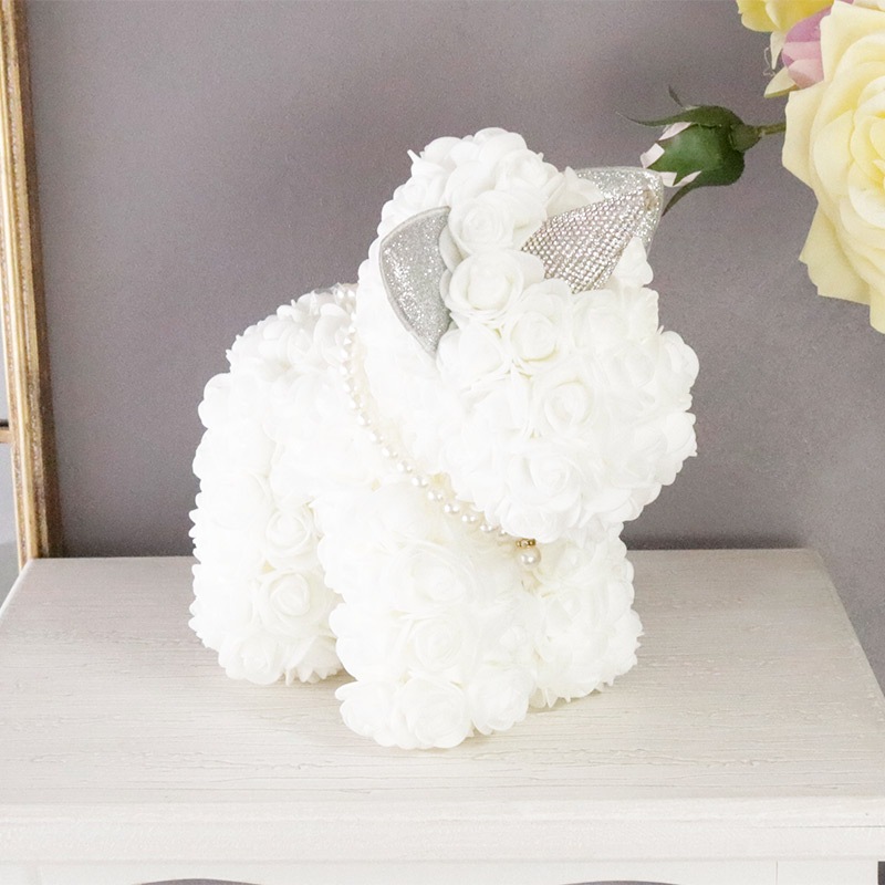 ローズホワイト ユニコーン アニマル オブジェ 造花