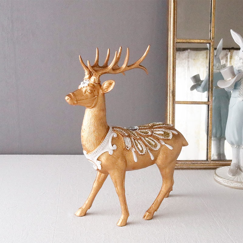 トナカイ オブジェ エンブロイダリーディアホワイト