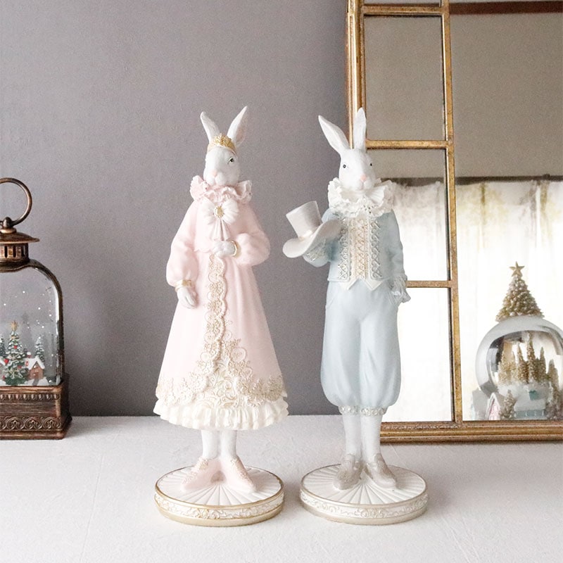 ウサギ 置物 プリンス＆プリンセス ラビット