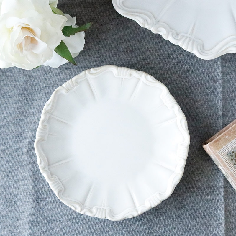 ノブレス プレート 15cm フリルプリーツ付き 白い小皿 フレンチシック 洋食器 HARMONIER
