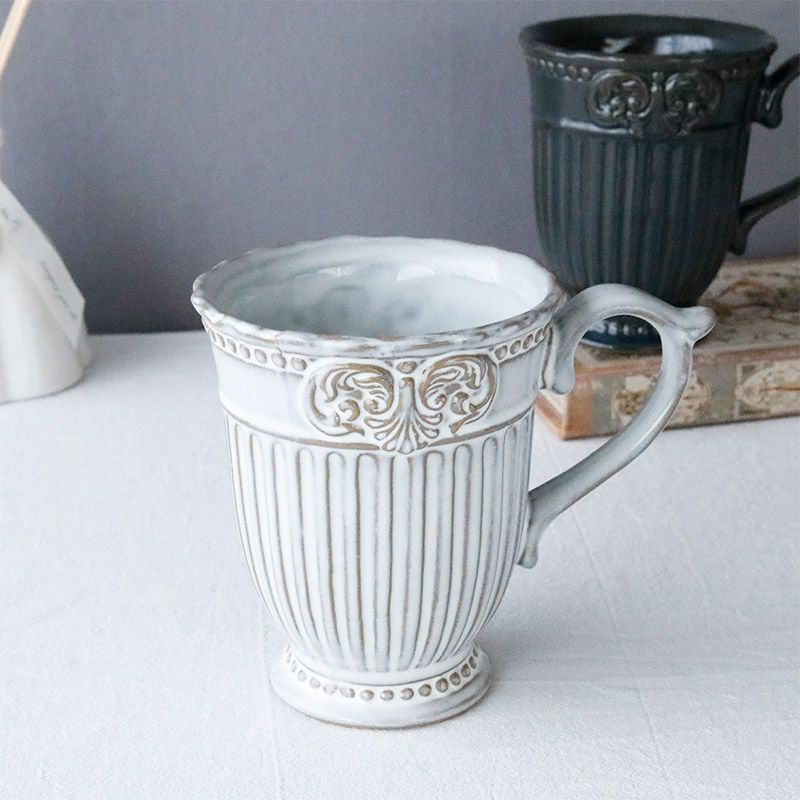 ディアナ マグカップ 375ml おしゃれアンティーク調 陶器 カフェ風 北欧風 大きめ コーヒーカップ 食器