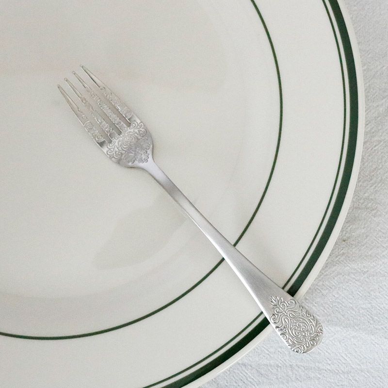 ティーフォーク 15cm ステンレス製 アラベスク模様 カトラリー デザートフォーク おしゃれ クラシック 食器