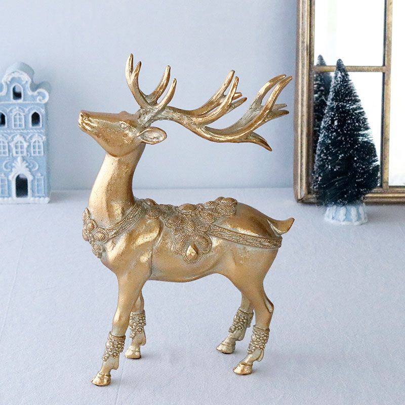 クリスマス トナカイ 置物 エレガント ゴールド 高級感 おしゃれ インテリア オブジェ 飾り ディスプレイ 装飾 雑貨