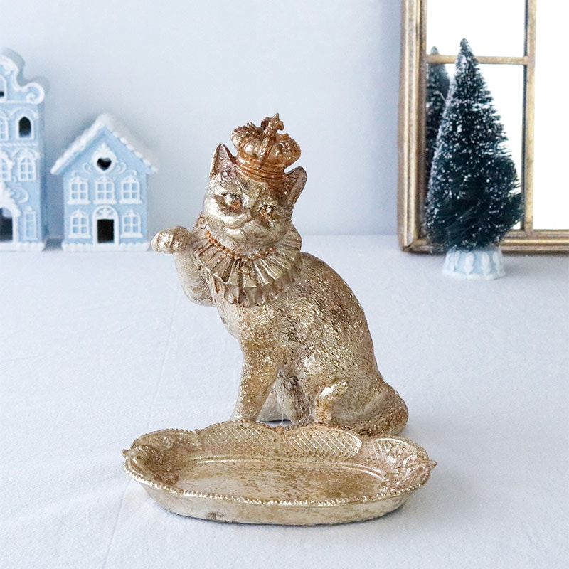 猫 置物 バロック調 キャットトレイ 小物入れ アンティーク調 インテリア雑貨 トレー リビング 玄関 店舗ディスプレイ