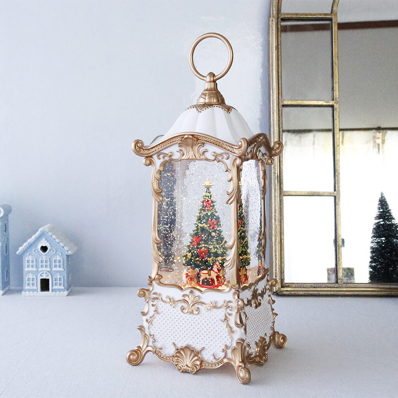 クリスマス ツリー リキッド ホワイト ランタン ツリー 置物 オブジェ 曲：クリスマスキャロル８曲メドレー