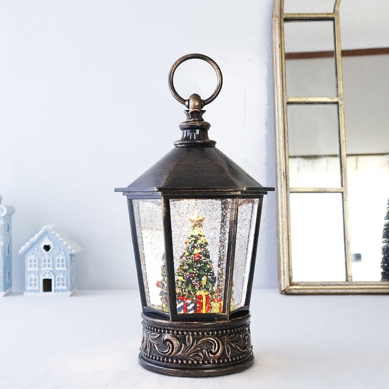 クリスマス ツリー リキッド ヘキサゴンランタン ツリー 置物 オブジェ インテリア LED クリスマス雑貨