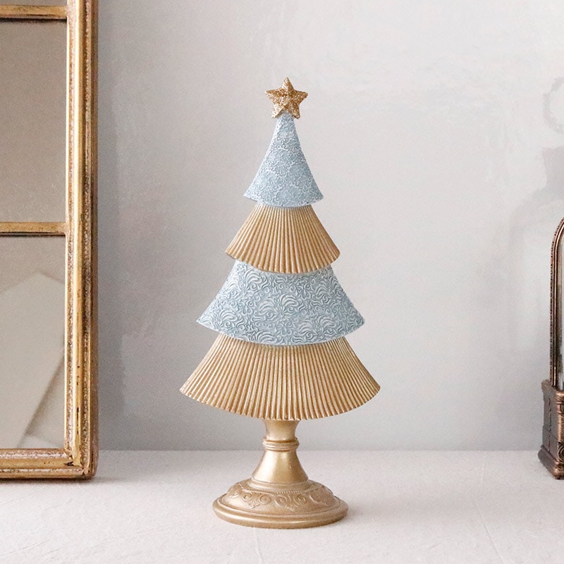 クリスマス 飾り ウインター ブルー ツリー/ショート クリスマスツリー オブジェ 23cm