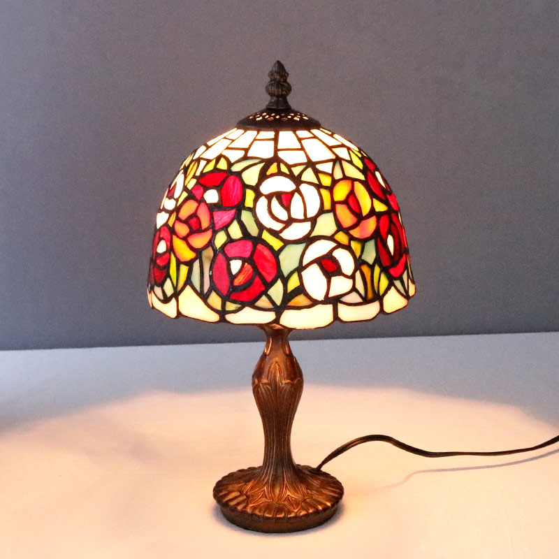 ライト おしゃれ ステンドランプ サークルローズ 卓上 バラ アンティーク調 テーブルランプ