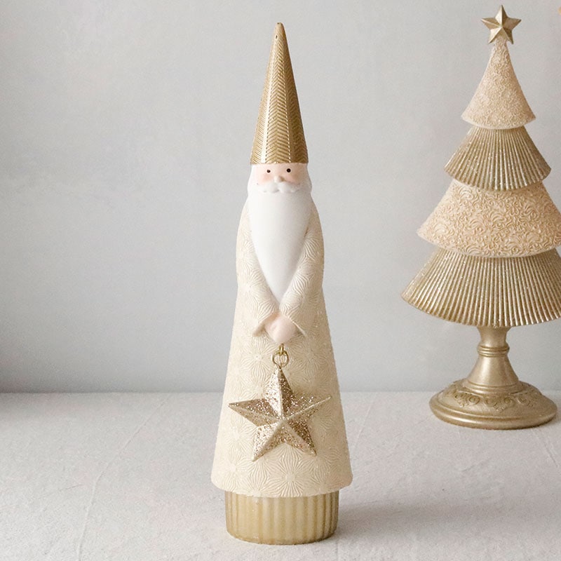 クリスマス 飾り ウインター ホワイト サンタ 置物 オブジェ 23cm