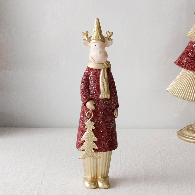 クリスマス 飾り ウインター レッド エルク 置物 オブジェ 23cm
