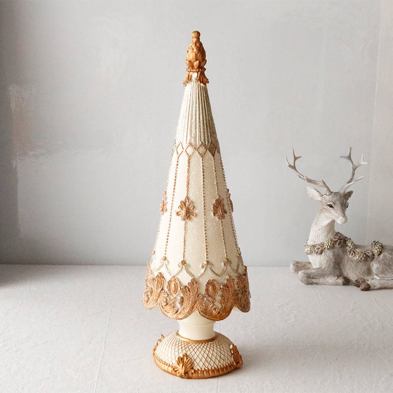クリスマス ツリー 卓上 グラスツリー ランプ シャンパン LED 22cm