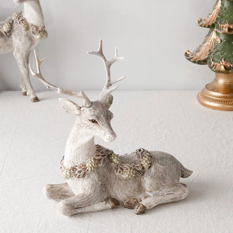 クリスマス 飾り トナカイ ウインター フォレスト ディア― オブジェ 座り クラシカル インテリア