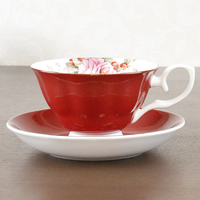 未使用　サンルイロイヤルカップレッド ロイヤルアーデン カップ＆ソーサー 250ml ピンク/レッド