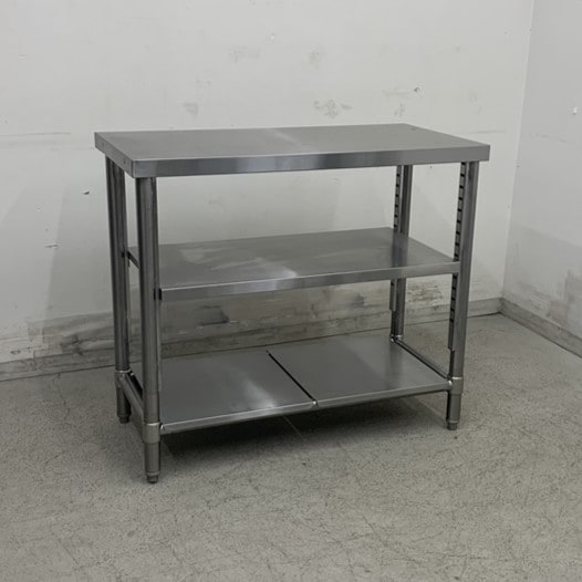 中古】 A08400 作業台 中棚付 ステンレス 作業テーブル W900 x D450 x